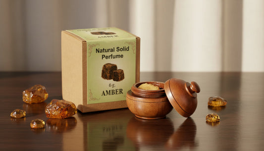 Amber Natural Solid Perfume alcohol-free warm amber fragrance in solid balm form