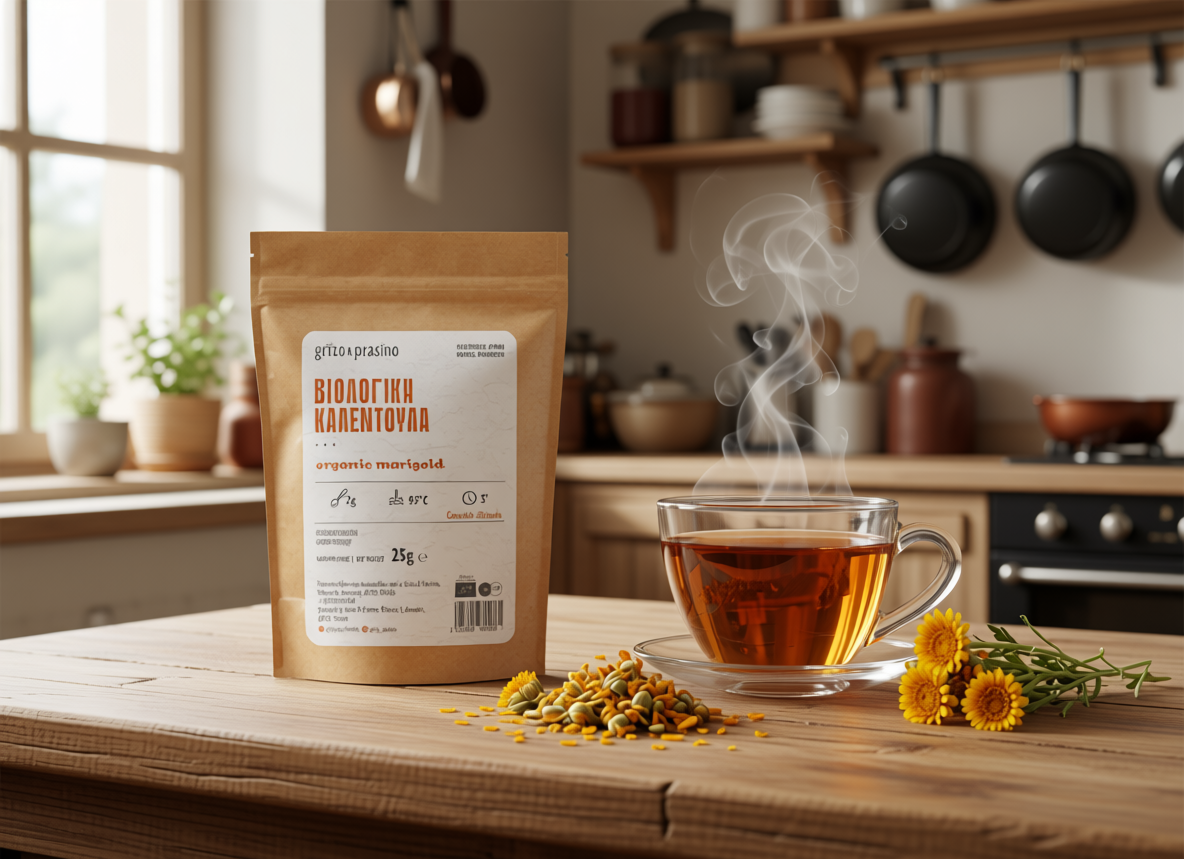 Organic dried calendula petals for natural skincare and herbal cosmetics