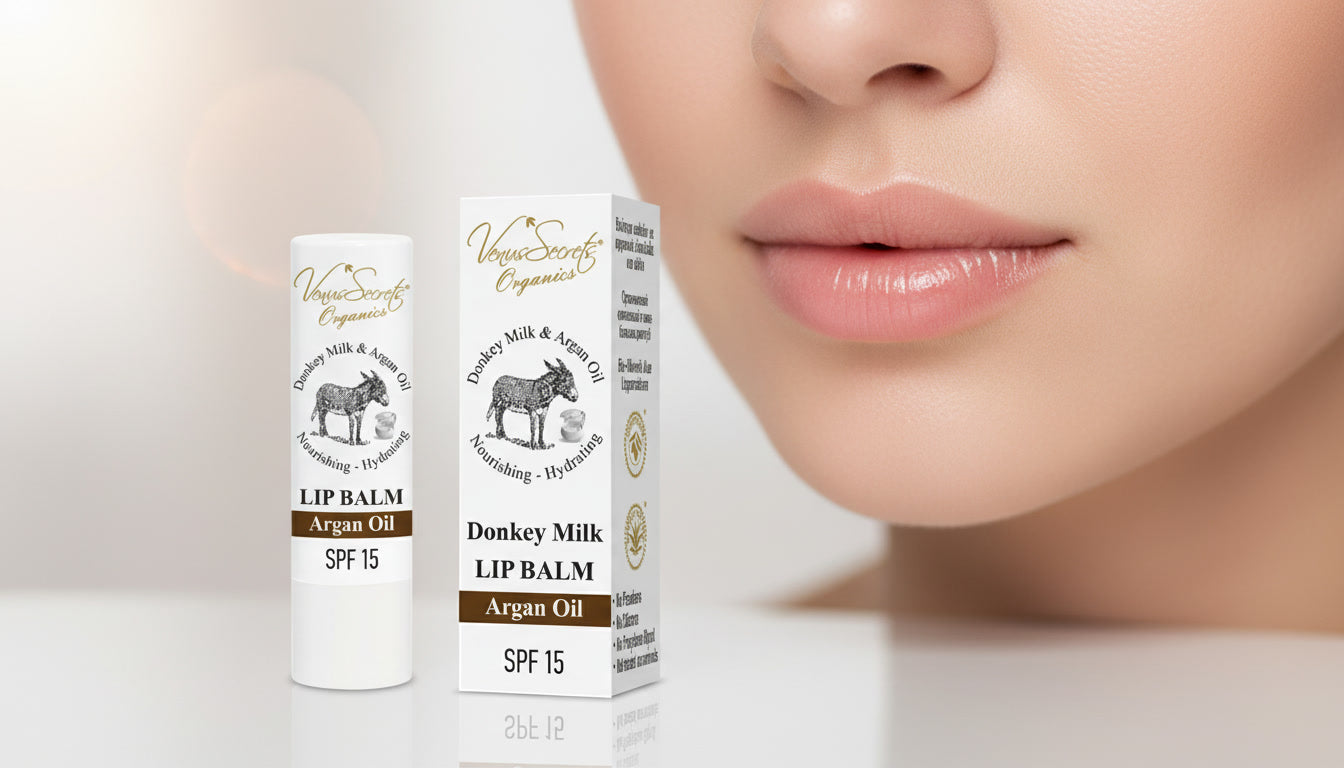 Donkey milk argan oil lip balm SPF15 natural lip care