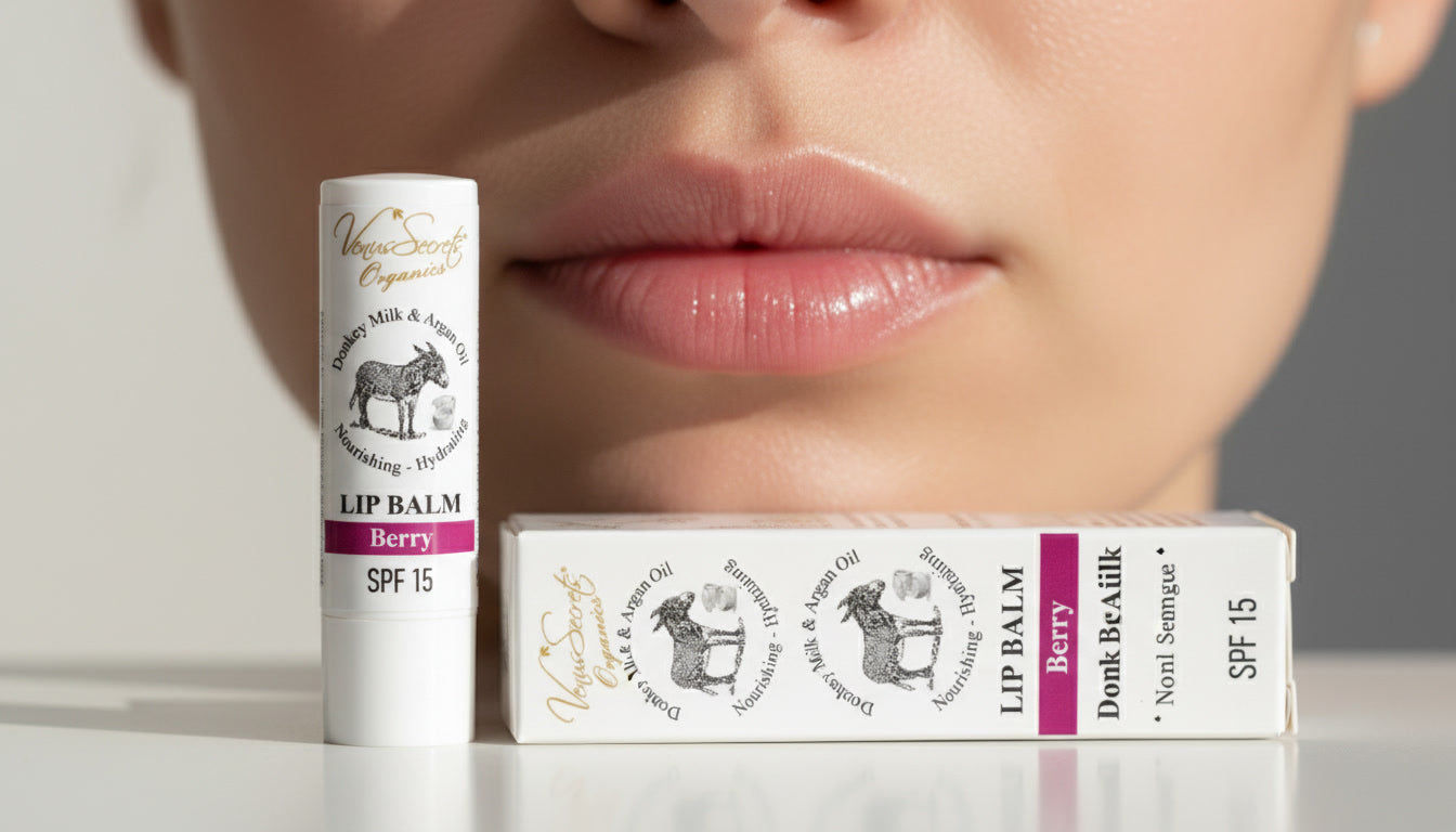 Donkey milk berry lip balm SPF15 natural lip care antioxidant