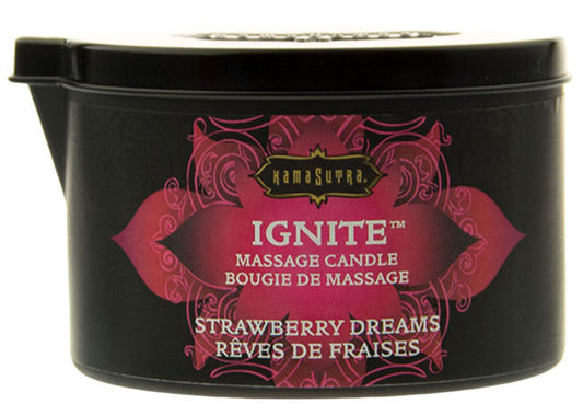 KamaSutra Strawberry Dreams massage candle with strawberry and vanilla scent