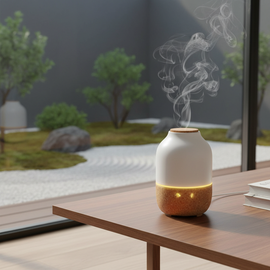 Lealia Ultrasonic Diffuser by Innobiz with ceramic cover and cork base