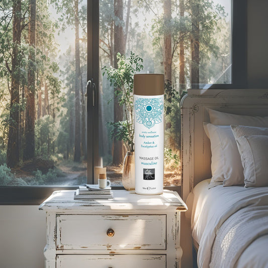 Masculine sensual massage oil with amber & eucalyptus – Shiatsu