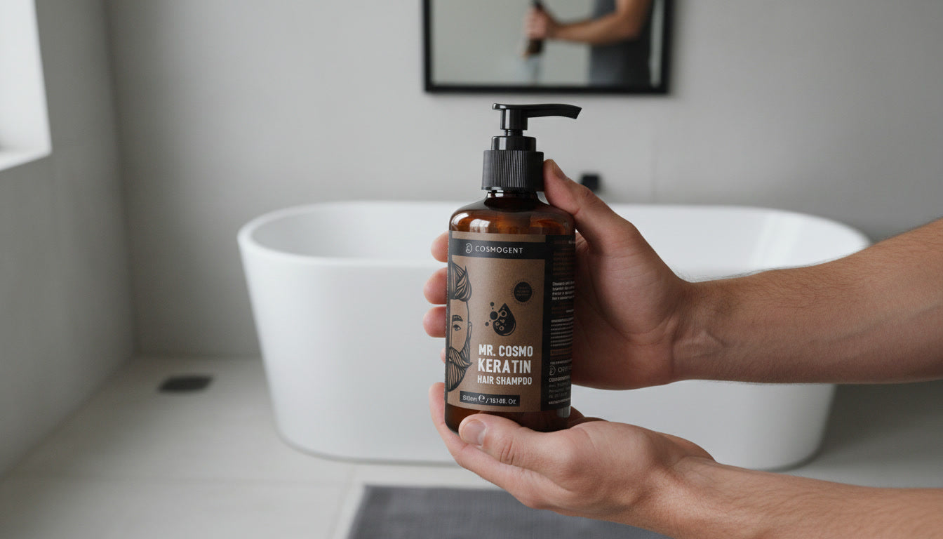 Mr Cosmo Keratin Hair Shampoo men’s shampoo with carrot oil and panthenol