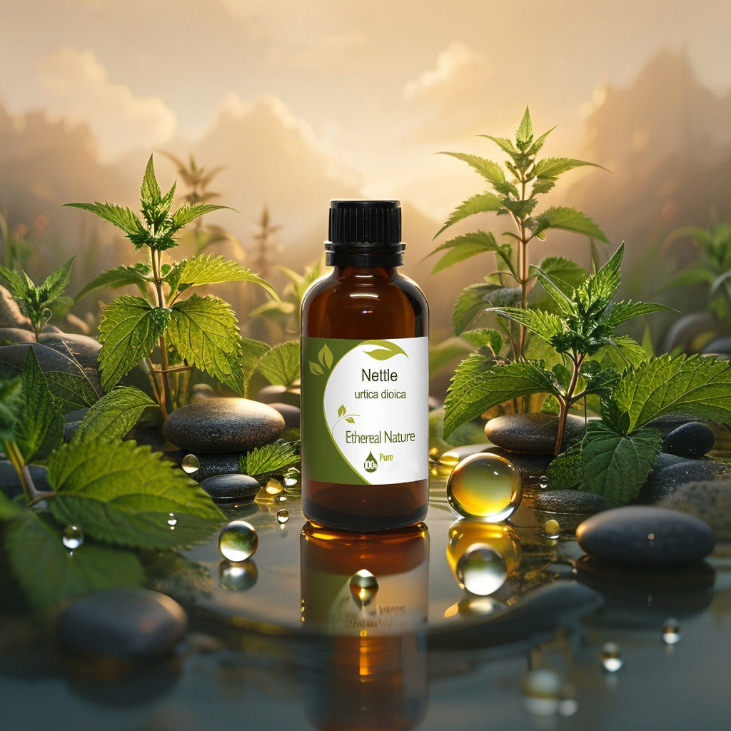 OiloHerb natural nettle oil in glass dropper bottle – soothing skincare oil
