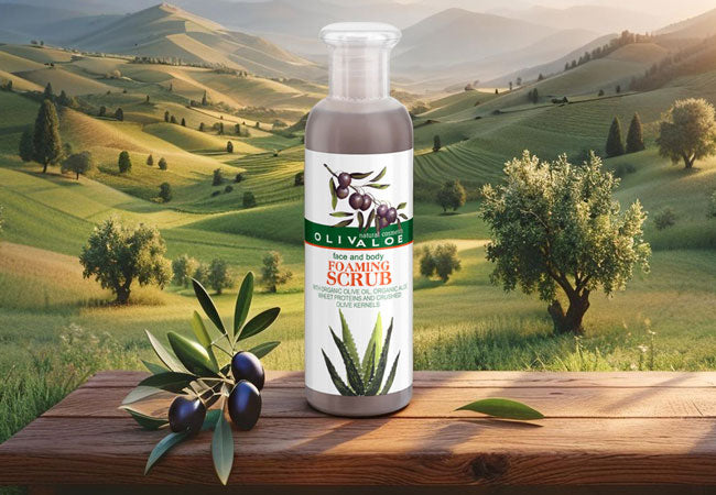 Face & Body Foaming Scrub με Ελιά & Αλόη.