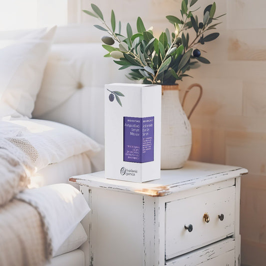 Olivellenic Organics anti-wrinkle eye serum with aloe, hyaluronic acid and pomegranate