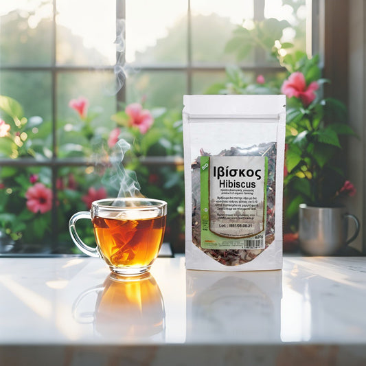 Organic Hibiscus Health Trade – herbal tea for heart, pressure, and cholesterol balance.