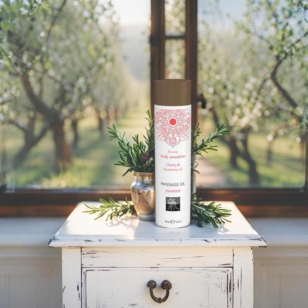 Sensual cherry & rosemary massage oil – Shiatsu