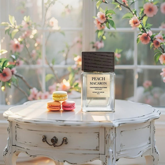 Peach Macaron Extrait de Parfum – luxury gourmand perfume with peach and vanilla notes