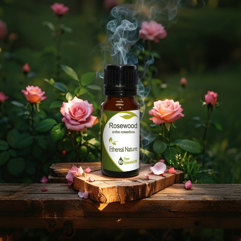 OiloHerb Rosewood Essential Oil bottle with fresh wood & floral notes