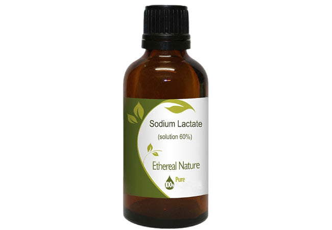 Bottle of Sodium Lactate 60% by OiloHerb – Natural moisturizer and pH regulator for cosmetic use.