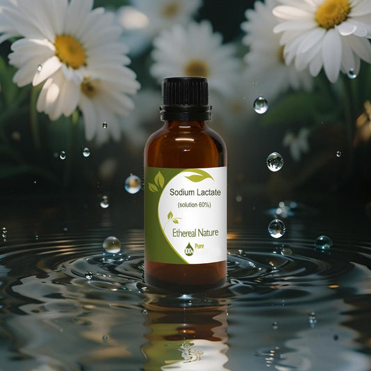 Bottle of Sodium Lactate 60% by OiloHerb – Natural moisturizer and pH regulator for cosmetic use.
