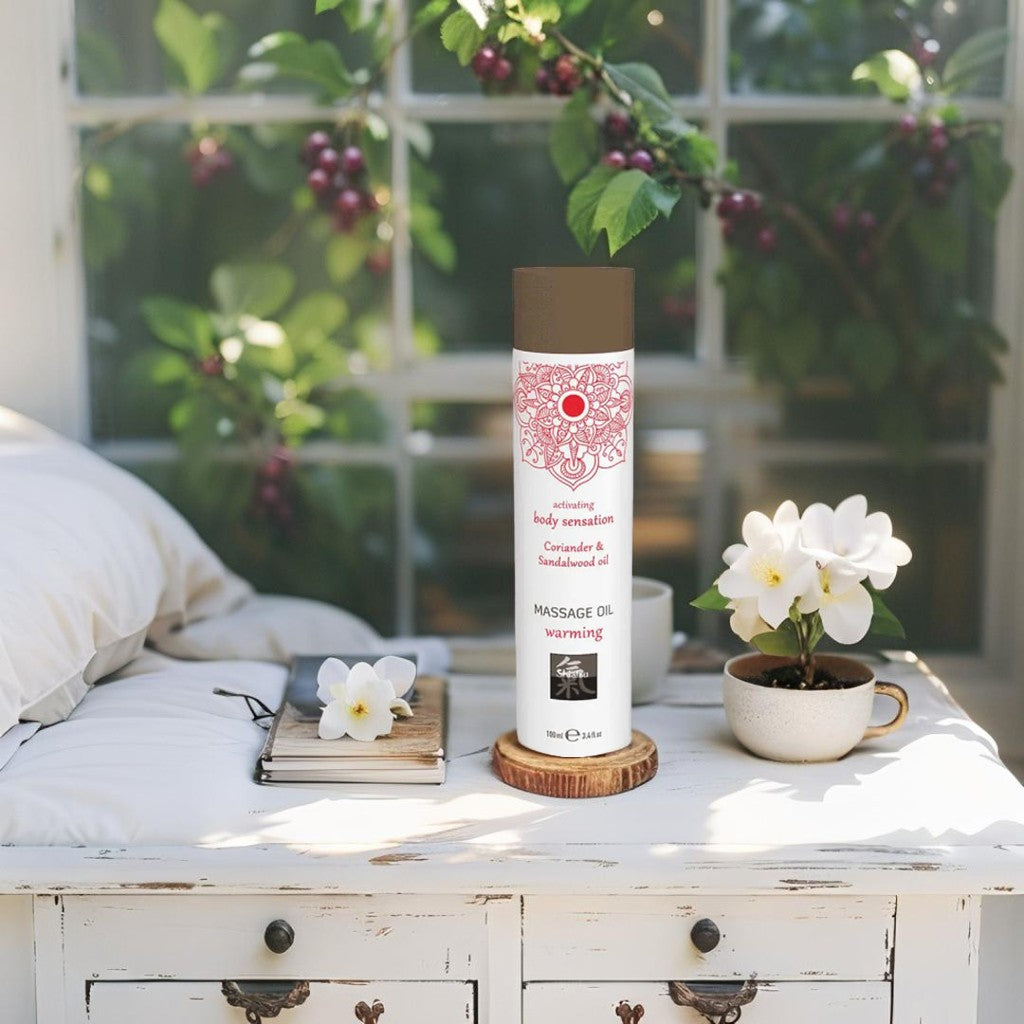 Warming Massage Oil with Coriander & Sandalwood – Shiatsu | Sweet, spicy & woody aromatic combination