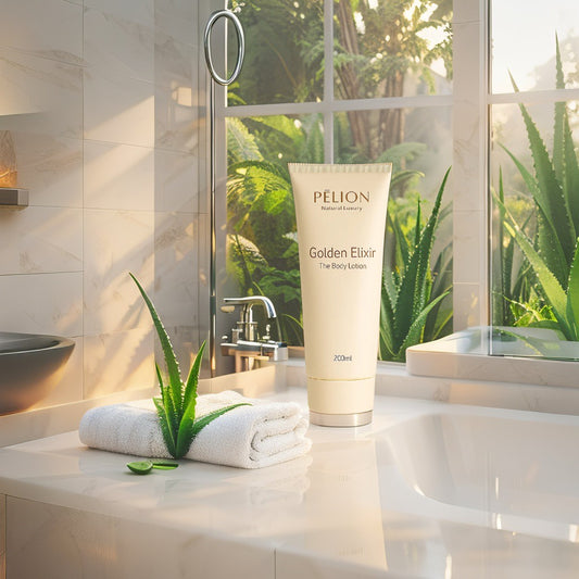 Golden Elixir Body Lotion P for Pelion – Luxury Moisturizing Lotion with Aloe Vera, Cucumber & Sensual Fragrance