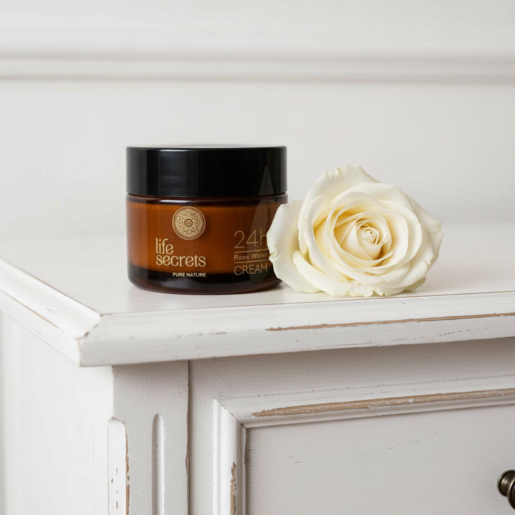 Life Secrets 24-hour facial cream with rose water and Hyaluronic Acid