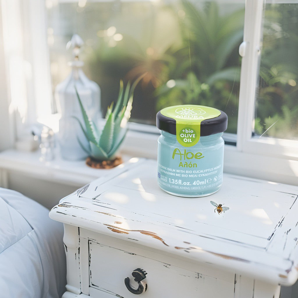 Aloe Beeswax Balm Melira natural beeswax balm with organic aloe and eucalyptus honey for dry and sensitive skin