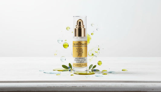 Olive Touch Anti-Wrinkle Control System Face Serum with organic olive oil, myrtle extract and hyaluronic acid