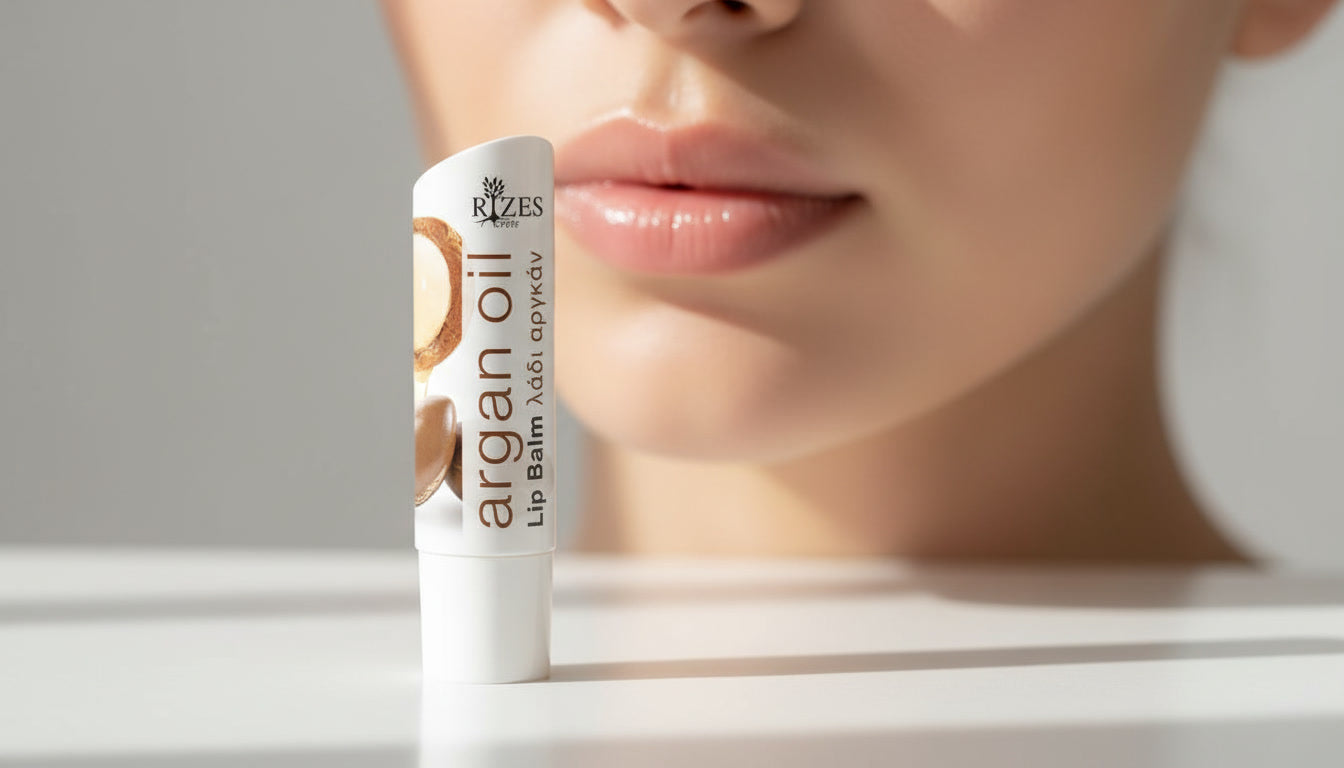 Argan oil lip balm stick for dry lips hydration and repair