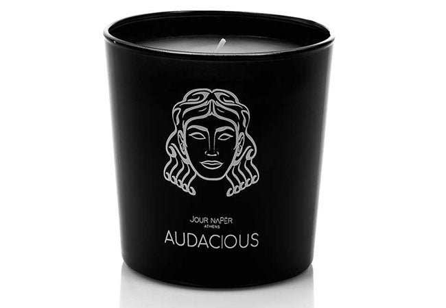 Audacious Scented Candle by The Greek Perfumer with sandalwood, black pepper and amber