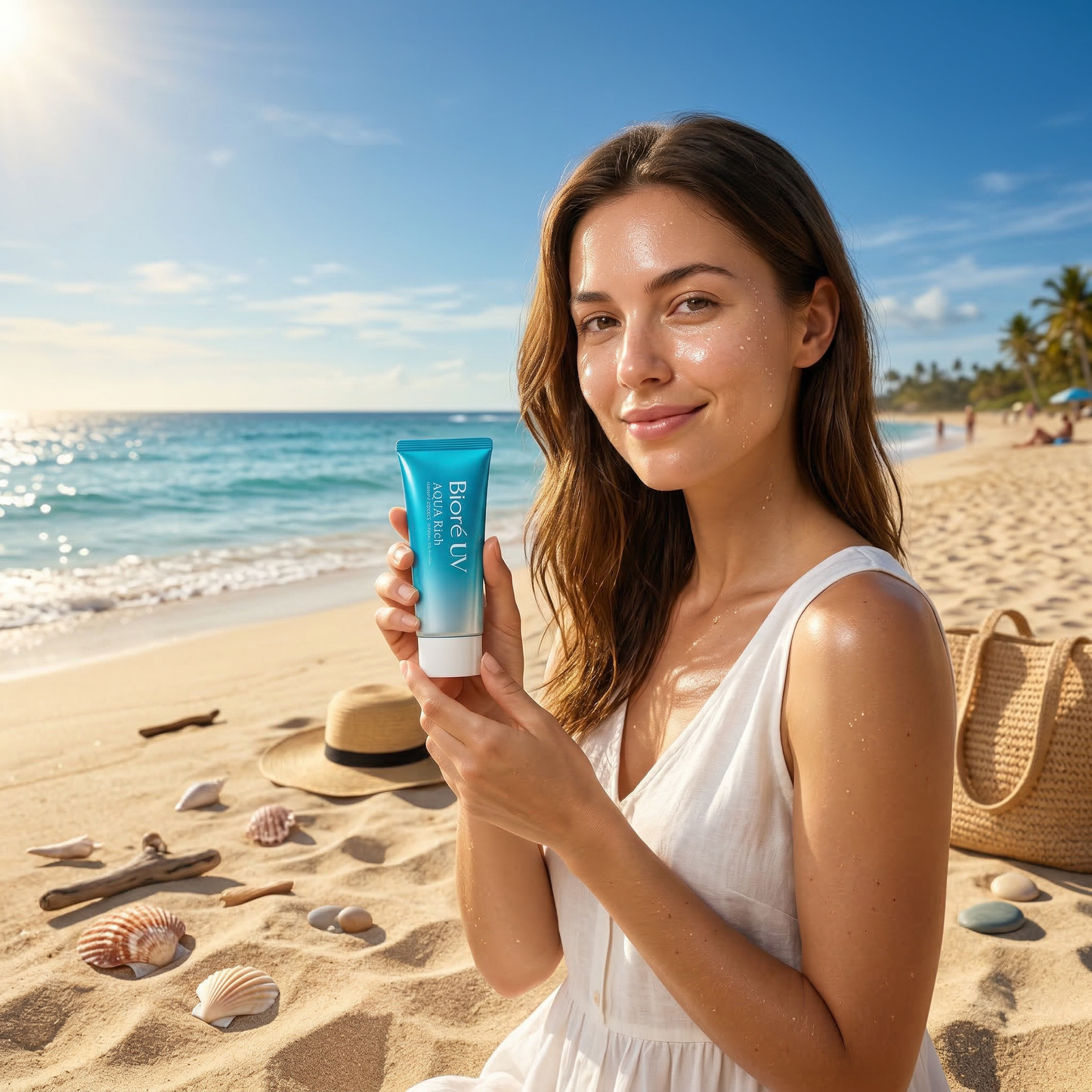 Biore Aqua Rich SPF50 lightweight sunscreen no white cast