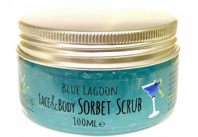 Blue Lagoon Body & Face Sorbet Scrub with Organic Aloe | 100% Natural Exfoliator