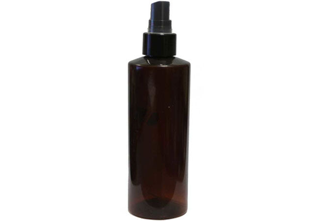 Caramel PET spray bottle for lotions and lightweight cosmetics