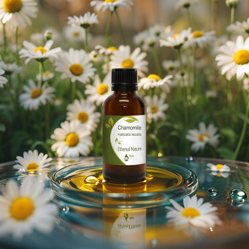 Natural chamomile oil for skin hydration and soothing