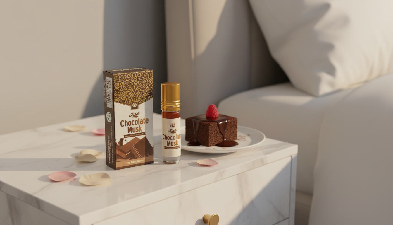 Chocolate Musk Concentrated Perfume Oil with warm chocolate and musk scent