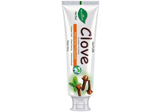 Clove Mint Herbal Toothpaste natural fluoride-free teeth whitening formula