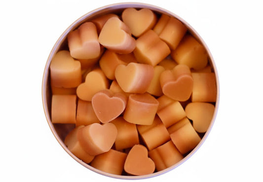 Cotton Flower wax melts scented hearts in recyclable metal tin