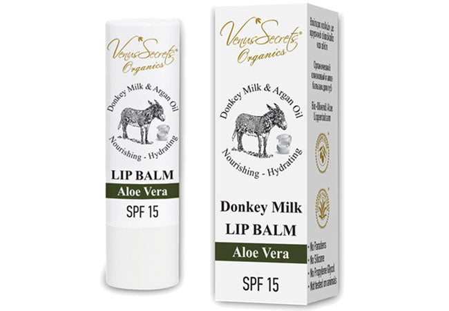 Donkey milk aloe vera lip balm SPF15 natural lip care