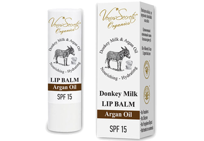 Donkey milk argan oil lip balm SPF15 natural lip care
