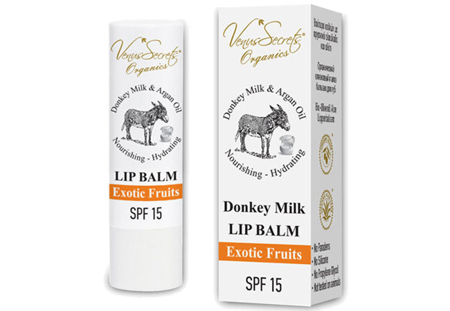 Donkey milk exotic fruits lip balm SPF15 natural lip care