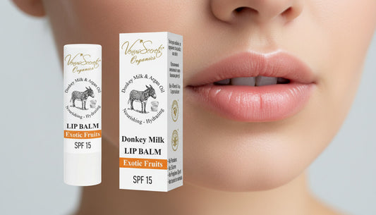 Donkey milk exotic fruits lip balm SPF15 natural lip care