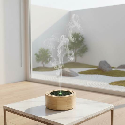 ELIA Ultrasonic Diffuser by Innobiz - Bamboo and metal ultrasonic aromatherapy device