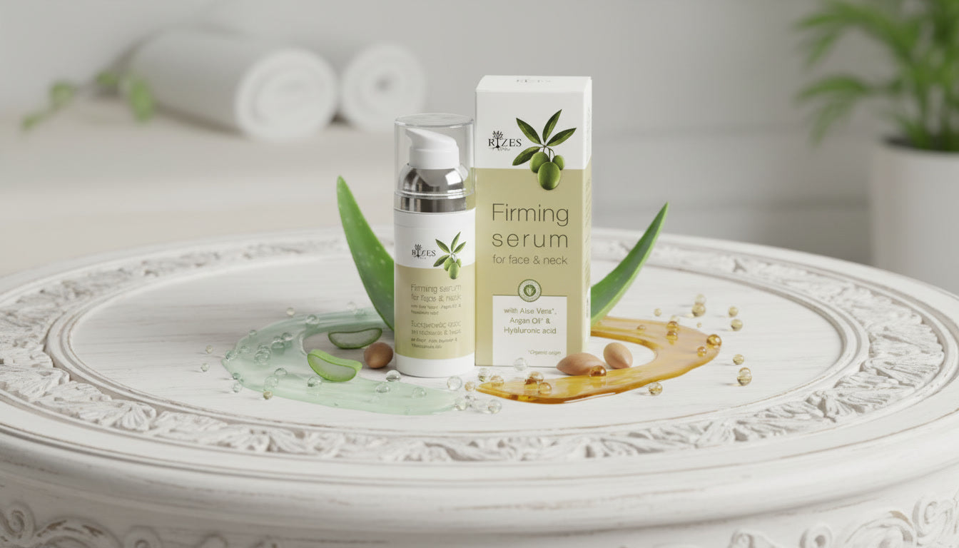 Firming face and neck serum with aloe vera, argan oil and hyaluronic acid