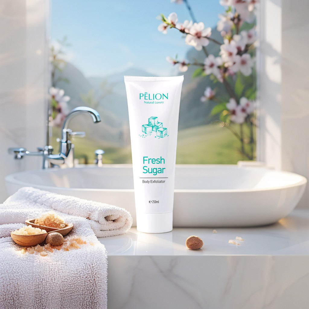 Fresh Sugar Body Exfoliator P for Pelion – Natural Sugar Scrub with Mango Butter & Almond Oil