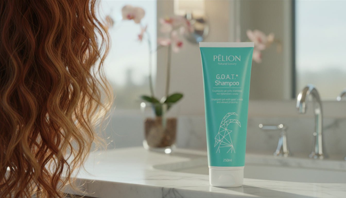 Goat milk shampoo without SLS for nourishing, hydrated and shiny hair
