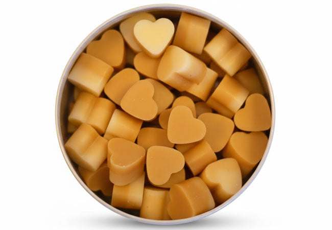 Ginger & Honey wax melts scented hearts in recyclable metal tin