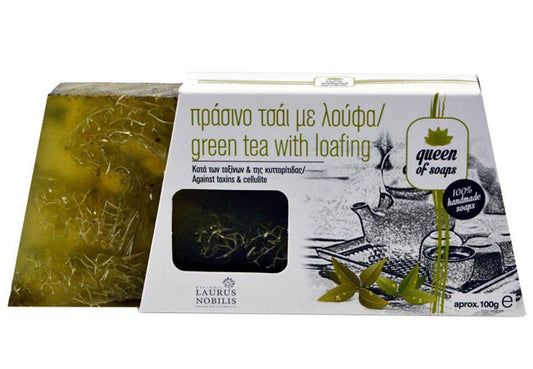 Laurus Nobilis Green Tea and Loofah cellulite body soap for natural exfoliation