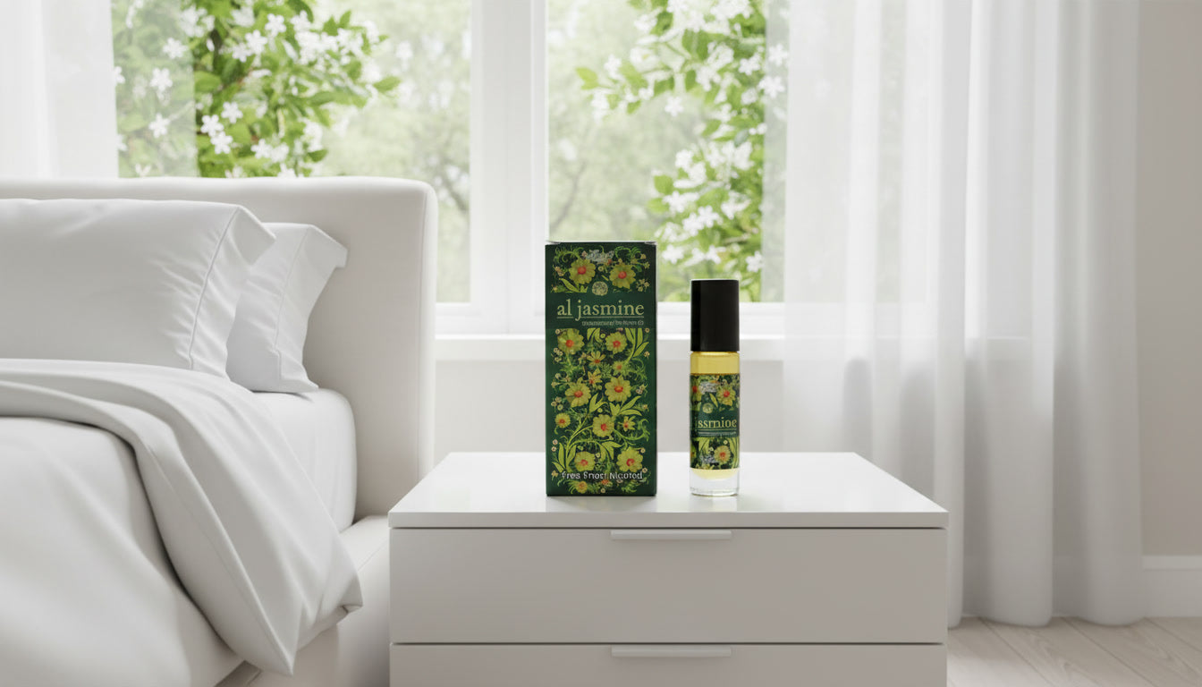 Jasmine Concentrated Perfume Oil with rich floral jasmine fragrance in a compact bottle