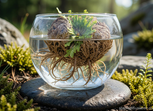 Jericho Rose Anastatica hierochuntica in water bowl