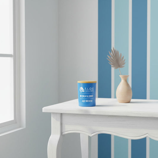 Just Breathe Aloe Colors scented soy candle for relaxation and natural home fragrance