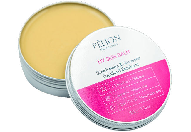 Botanical stretch mark balm with calendula and St. John’s Wort for elastic hydrated skin