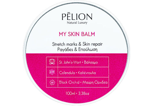 Botanical stretch mark balm with calendula and St. John’s Wort for elastic hydrated skin
