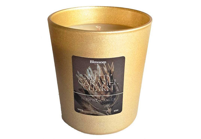 Blossom Beauty Nutty Caramel natural soy candle 160g with 35+ hours burn time