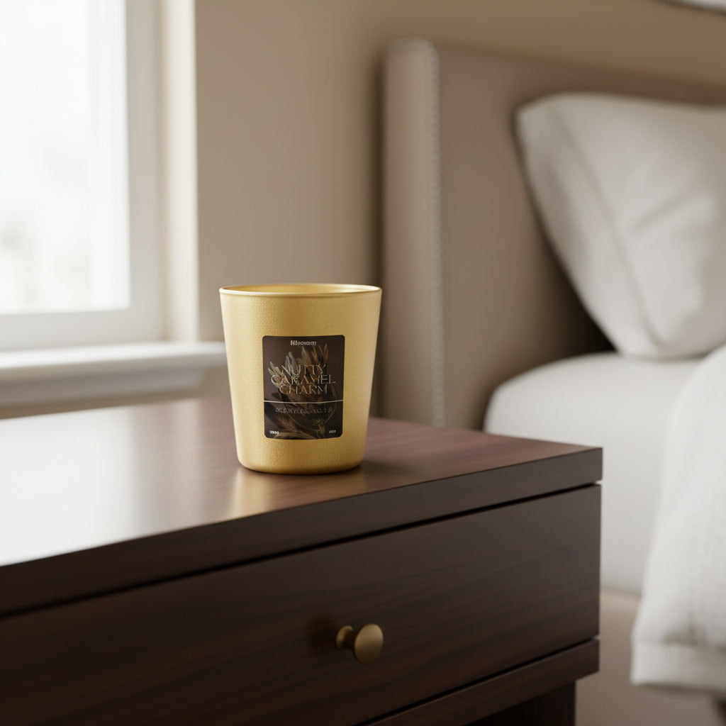 Blossom Beauty Nutty Caramel natural soy candle 160g with 35+ hours burn time