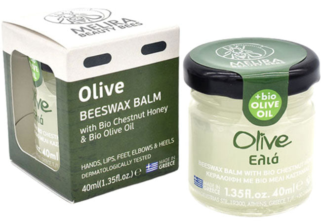 Melira Olive Beeswax Balm with honey and olive oil for face, lips and body hydration
