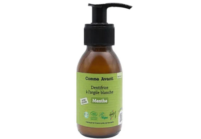Organic Mint Toothpaste with white clay and 1450 ppm fluoride